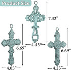 3 Pcs Cast Iron Wall Crosses Metal Hanging Decor Antique Floral Religious Art 6 