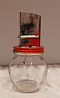Vintage 1940s Hazel Atlas Tin Crank Nut Spice Chopper Grinder Glass Jar