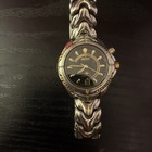 Seiko Kinetic Sports 100 Watch Black   Gold Dial 3m22-0899 Needs Battery