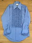 Lion Of Troy Vintage 1970s Prom Ruffled Blue Tuxedo Shirt Men s Size 15 32