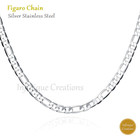 Stainless Steel Silver Figaro Chain Bracelet Necklace Men Women 3mm-12mm 7-38 