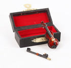 Wooden Miniature Violin With Bow And Case Mini Musical Instrument Violin Replica