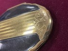 Black Lacquer   Brass Art Deco Mirrored Powder Compact - 3 5  X 2 5  - Unbranded