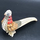 Beautiful Colorful Clay Bird With Long Tail Figurine 6 7 l With Artists Initials