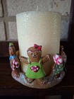 Gingerbread Men Votive Candle Holder Holiday Christmas Decor Sugared Ceramic