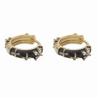 Gold Black Enamel Flower Huggie Hoop Earrings Women Dainty Vintage Cz Hoops 352