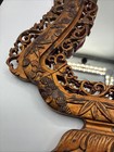 Vintage Antique Unique Intricate Carved East Asian Floral Leaf Ornate Mirror