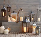 Pottery Barn Premium Flickering Flameless Outdoor Pillar Candle set Of 2  4 x8  