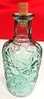 Green Glass Embossed Decanter Wine Bottle Cork Stopper Leaf Floral Qty 2