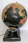 Rare Vintage 1940 s Replogle Black Precision Illuminated 12  Glass Globe Desktop
