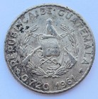 1961 Guatemala 25 Centavos Xf Silver World Coin Lot  118