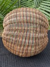Vintage Handmade  Wicker Butt - Gathering Basket With Twisted  Vine Handle 