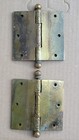 Pair Vtg Victorian Ornate Cast Iron Ball Top Hinges 4 x4 