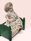 Antique German All-bisque Mignonette Doll 3 5in Glass Eyes Mohair Wig 1900s