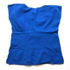 Vintage Mexican Cotton Blue White Yellow Floral Embroidered Peasant Blouse Small