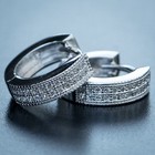 Small Size Mens White Gold Plated 925 Sterling Silver Post Cz Hoop Earrings
