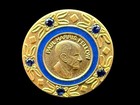 Paul Harris Fellow Pin With 5 Sapphires Gold Tone  Blue Enamel 3 4  Across