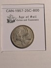 Canada 1957 Silver Caribou Quarter 25c  800