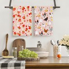 Kitchen Towel Set Cotton Strawberry Chicken Drying Dish Cloth 2 Pcs