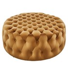 Modway Amour Tufted Performance Velvet Large Round Ottoman In Cognac