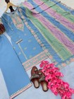 New Collection Sky Blue Faux Georgette Kurta Palazzo With Dupatta For Women