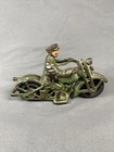 Vintage Cast Iron Hubley 6 5    Motorcycle Patrol Police Toy  read