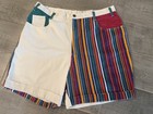 Women   s Vtg  Color Block 80   s 90   s Shorts 40    Waist Stripes Plus Size Colorful