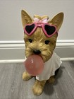 Rachel Zoe Yorkie Dog Figure W Bubble Gum Pink Love Glasses Very Rare Viral