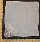 Fine Linen Lace Embroidery Handkerchief Unused Bridal Off White white