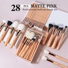 Makeup Brushes 28pcs Pink Makeup Brush Set Premium Goat Synthetic Kabuki Foundat