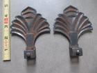 2 Cast Iron Fence Gate Post Topper Curtain Rod Finial Architectural Art Deco Fan