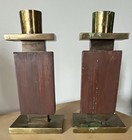 Mcm Church Altar Candlesticks Christianity Religious Chi Ro Staurogram Brasswood