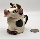 Vtg Black  white Spotted Bull Cow Ceramic Individual Creamer Hand Painted Japan