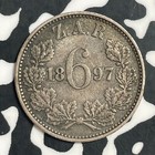 1897 South Africa 6 Pence Sixpence Lot t3774 Silver  Nice 