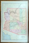 Vintage 1903 Arizona Map 14 x22  Old Antique Original Tucson Kingman Holbrook Az