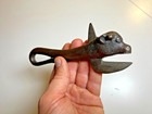 Antique Early Primitive Victorian Bull Head Cast Iron Can Opener Heavy Ornate