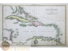 West Indies     Buchon 1825 Map Of The Caribbean Islands  Gran Colombia  Haiti