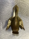 Vtg Solid Brass Duck Goose Paper Memo Clip Wall Hanging Holder Paperweight 4 X 2