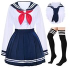 Japanese School Girls Uniform Sailor Navy Xxx-large--asia 5xl White And Navy