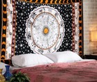 Indian Wall Hanging White Black Zodiac Mandala Home Decor Cotton Queen Tapestry
