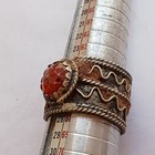 Rare Vintage Silver Ring Engraved Red Stone Viking Style Collectible Piece