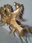 Vintage Solid Brass 16  Running Wild Horses Wall Hanging Plaque Western Bohemian