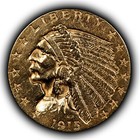 1915 G 2 50 Indian Head Gold Quarter Eagle - Authentic Us Coin - Sku-g5187