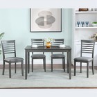 5 Piece Dining Table Set Kitchen Breakfast Furniture W  4 Chairs Gray walnut