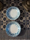 Pretty Pair Of Antique Teal Blue Green Floral Butter Pats Unmarked