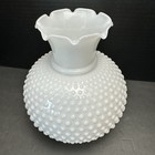 Vintage Hobnail Milk Glass Hurricane Chimney Lamp Shade Globe 8  H 3 1 4  Fitter