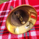 Vtg Captain s Brass Bell Wood Handle 8  Tall Nautical Boat Ship Engraved