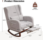 Nursery Rocking Chair With Footrest Pillow Glider Rocker Wingback Grey Pregnancy
