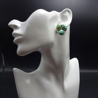 Signed Navajo Sonoran Gold Turquoise Sterling Silver Earrings Cluster Pierced