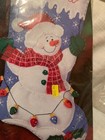 Complete Kit Snowman Stocking Felt Christmas Lights New From Bucilla
